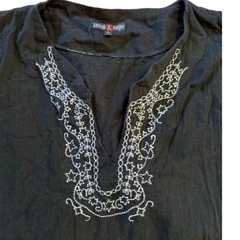 Boho Embroidered Peasant Blouse size Large - Picture 4 of 5